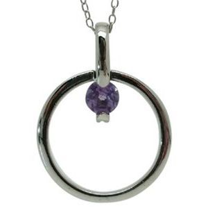 925 Sterling Amethyst .40cttw Circle Pendant 18"